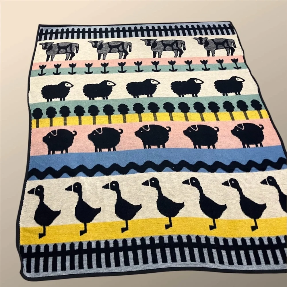 VTG 1986 Vuteks for‎ Crown Crafts Farm Animal Blanket Heavy Fleece 55x70